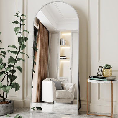 AUYHM Arched Full Length Mirror,65"x24"Floor Mirror,espejos Grandes para sala Elegantes,Silver Mirror Full Length,Body Mirrors for Bedroom(Silver)
