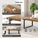 EXCEFUR Modern Coffee Table, Industrial Wood and Metal Center Table, Cocktail Tea Table for Living Room Home Office, Rustic Brown, 44 Inch EXCEFUR