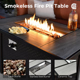 HOOOWOOO Outdoor Sectional Patio Furniture Set with Fire Pit Table,15 Pieces Wicker Conversation Sets L Shaped Couch,Extra Deep Out Door Sofa Outside Furniture with Swivel Chairs Ottoman,Charcoal Gray HOOOWOOO