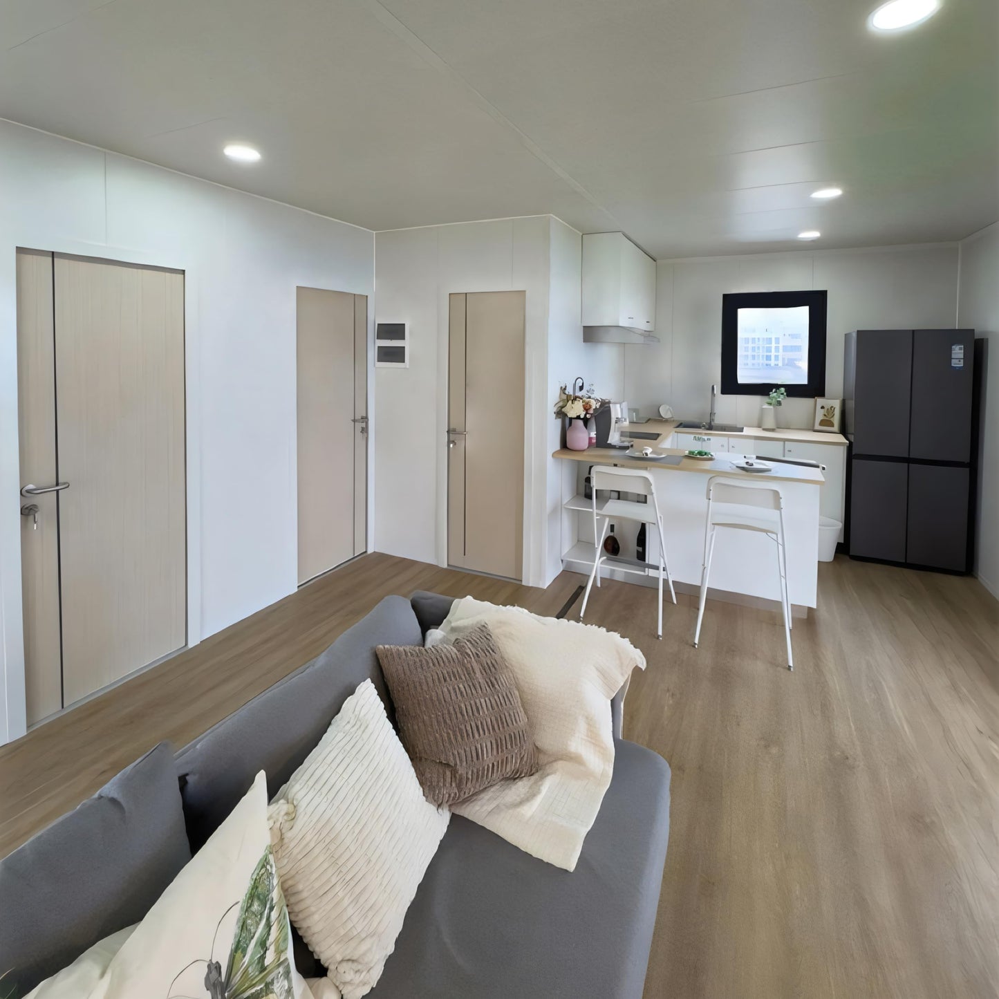 Prefab Tiny Home I Modular Mobile Home I Prebuilt Portable House I Fully Equipped Backyard Guest House Two Bedroom I Prefab House for Family I Tiny House to Live in 40 m² with Garage & Terrace