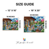 Ledgebay DIY Paint by Numbers Kit for Adults Framed Canvas Beginner to Advanced Paint by Numbers Kit Kits Include Acrylic Paint set Brushes Tabletop Easel (Colorful House Near The Lake 16"x20" Framed) Ledgebay