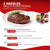 Vecolex 304 Stainless Steel Meat Injector Syringe-2 Oz Meat Injectors For Smoking with 3 Needles 3 Brushes-Spare O Rings-Food Injector for BBQ,Turkey & Brisket (Stainless Steel) Vecolex