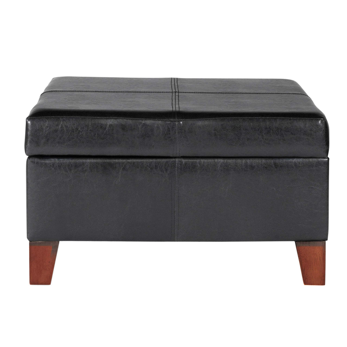 Homepop Home Decor |K2380-E169 | Luxury Large Faux Leather Square Storage Ottoman | Ottoman with Storage for Living Room & Bedroom, Black HomePop