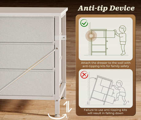 Huuger 78.7 inch Long Dresser for Bedroom, 15 Drawer Fabric Dresser for Closet, Large TV Stand for 65, 75, 85 inch TV, Wide Chest of Drawer with Storage, 78.7" W x 12.9" D x 26.7" H, White Huuger