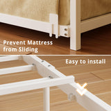 LIKIMIO Daybed with Trundle, Sturdy Metal Twin Bed Frame with Upholstered Headboard and Charging Station for Living Room, Bedroom and Guest Room, White LIKIMIO