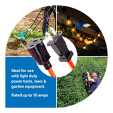 Clear Power 100 ft Outdoor Extension Cord 16/2 SJTW, 2-Prong Polarized Plug, Orange, Water & Weather Resistant, Flame Retardant, General Purpose Power Cord for Lawn & Garden DCOC-0189-DC Clear Power