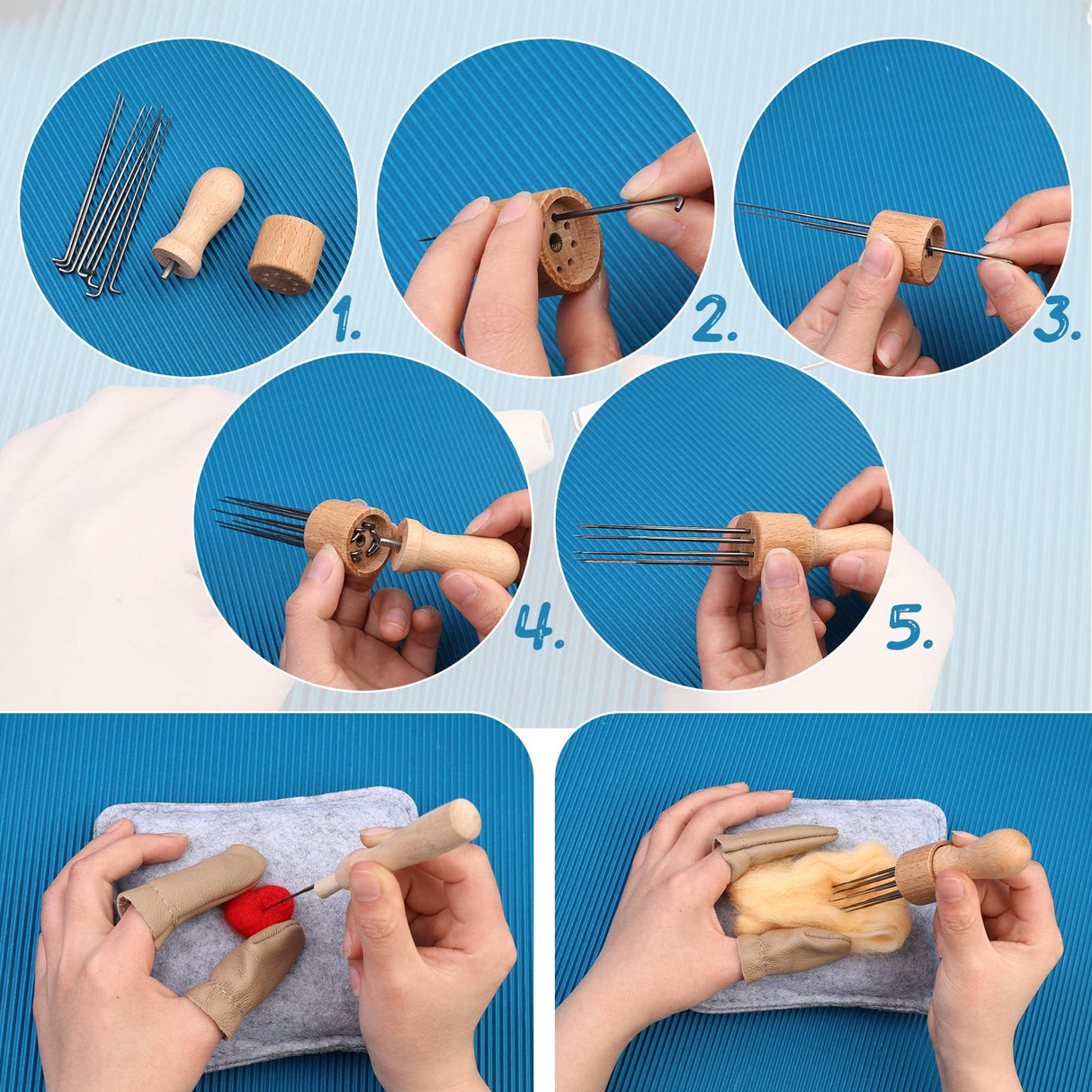 Needle Felting Kit, Needle Felting Starter Kit with Exquisite Green Storage Bag, Wool Roving 18 Colors Set, Needle Wool Felting Tools Kit, Wool Felt Tools for Felted Animal Needle Felting Supplies IMZAY