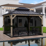 BPS 10' x 12' Gazebo Universal Mosquito Netting Screen Replacement, 4-Panel Screen Walls with Double Zippers for Outdoor Patio, Black (Mosquito Net Only) BPS