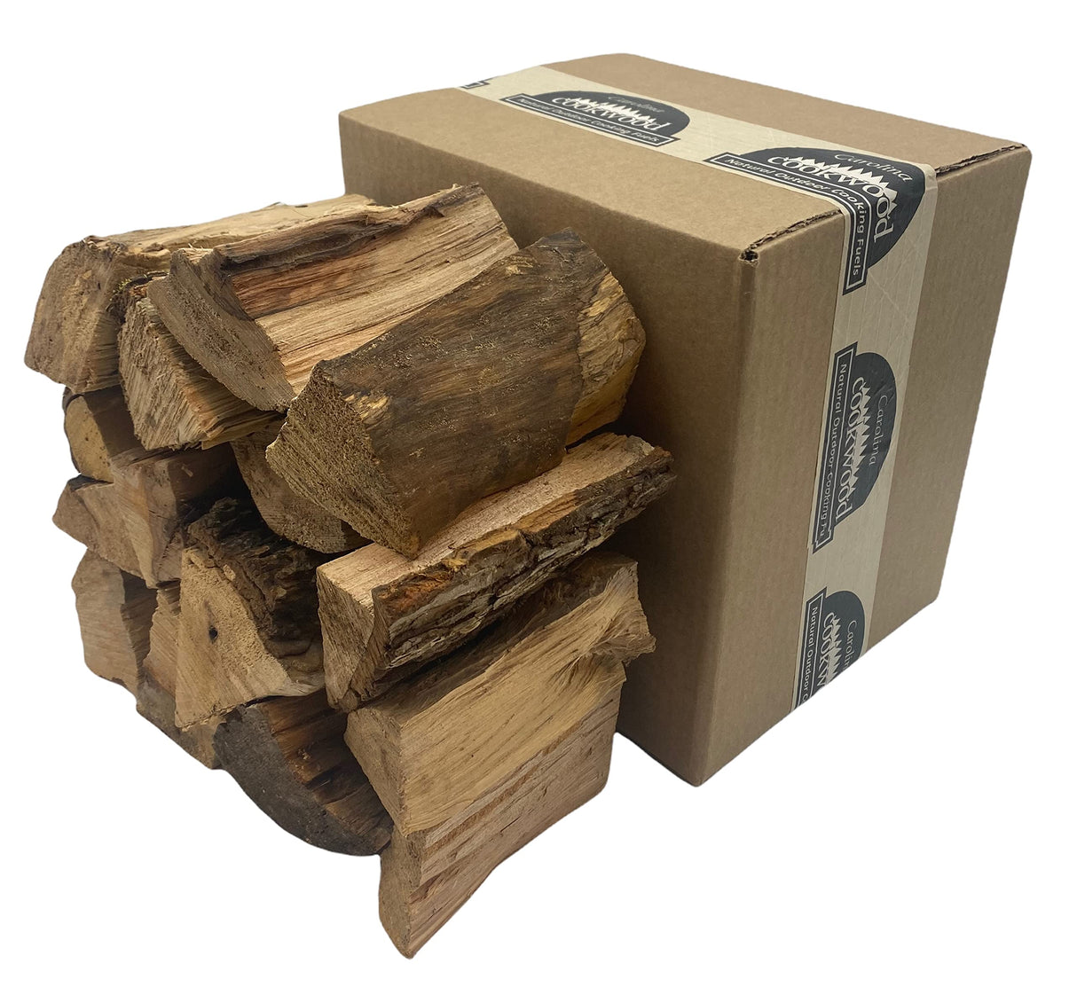 Carolina Cookwood Pecan Smoking Wood Logs for Wood Fired and Charcoal Smoker Grills - Large 6-in. Hardwood Splits, 12-17 lbs., 675 cu. in. Naturally Cured Smoker Wood Carolina Cookwood