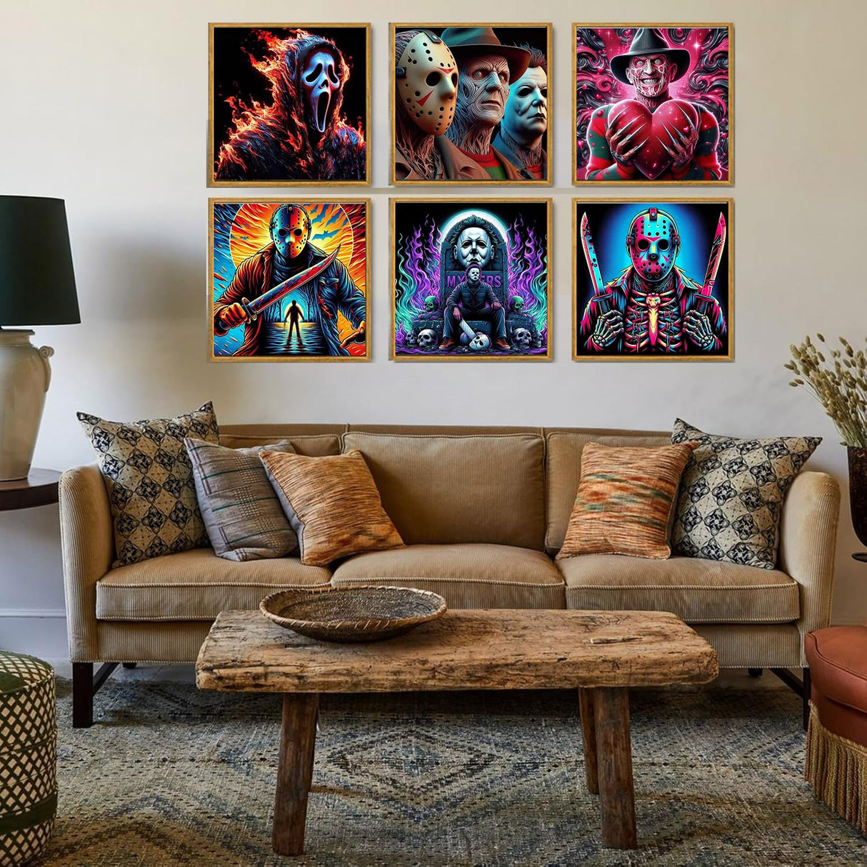 DAZZLEDOTS Diamond Art Kits for Adults, 6 Pack Horor Movies Diamond Painting Kits for Beginner Halloween DIY 5D Full Drill Diamond Dots Crafts for Home Wall Decor Gifts 12x12 Inch DAZZLEDOTS