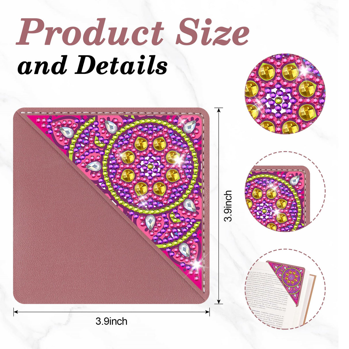 Morledoa 6 Pcs Diamond Painting Bookmarks, Mandala Diamond Art Kits for Adults, DIY Triangle Making Corner Bookmark Kits Morledoa