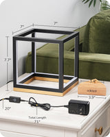 EDISHINE Modern LED Table Lamp, Minimalist Bedside Lamp with Solid Wood Base, 3 Way Dimmable, 3000K/4500K/6000K, 470LM, Black Gold Square Geometric Nightstand Lamp for Living Room, Bedroom, Office EDISHINE