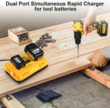 TeenPower 12/20V Max Battery Charger Replacement for Dewalt DCB102 Compatible with 12V 20V Max Lithium Battery DCB124 DCB203 DCB204 DCB606, 2-Port Simultaneous Charging TeenPower
