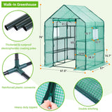 Greenhouse for Outdoors with Screen Windows, Ohuhu Upgraded 4 Tiers 11 Shelves Walk-in Greenhouses with Durable PE Cover, Outside Garden Plastic Green House with Ground Pegs & Ropes for Stability Ohuhu