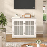 rehomerance Heavy Duty Dog Crate Furniture for Small and Medium Dogs, Indestructible Metal Kennel for High Anxiety Dogs, Chew Proof Pet Cage Indoor, Decorative Dog Kennel End Table, White rehomerance