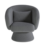 Swivel Accent Chair, Modern Upholstered Barrel Chair with 360° Swivel, Soft Teddy Fabric & Extra Lumbar Pillow, Stylish Round Accent Chair for Living Room, Bedroom, Nursery – Darkgrey,2PC COLAMY
