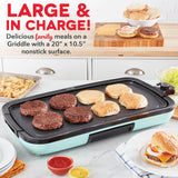 DASH Deluxe Everyday Electric Griddle with Dishwasher Safe Removable Nonstick Cooking Plate for Pancakes, Burgers, Eggs and more, Includes Drip Tray + Recipe Book, 20” x 10.5”, 1500-Watt - Aqua DASH