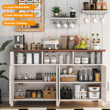 knoworld Buffet Sideboard with Storage Farmhouse with 4 Doors, 55'' Large Kitchen Storage Cabinet Wood Coffee Bar Cabinet Buffet Table with Shelves for Kitchen, Dining Room, Entryway knoworld