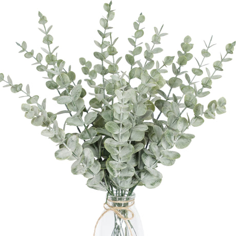 Tiyard 18pcs Eucalyptus Stems Artificial Eucalyptus Leaves Stems Artificial Fake Flowers for Home Office Flowers Bouquet Centerpiece Wedding Decoration Christmas Decor 2024 Tiyard