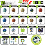 Solar System Planets Toys for Kids, STEM Educational Sensory Toys for Autistic Children Non-Toxic, Space Astronaut Slime Ball Alien Monster Toy Set with Mesh Storing Bag for 3-5-8-10 Boy Girls COOLDUCK