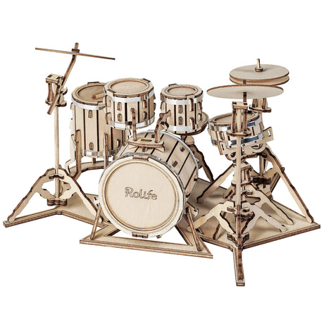 Rolife 3D Wooden Puzzles for Adults Drum kit Musical Instrument Model(TG409) Rolife