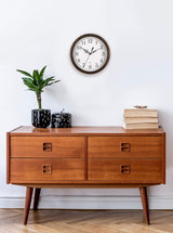 Bernhard Products Wall Clock 10 Inch Silent Non Ticking Movement Quality Quartz Battery Operated Round Easy to Read Decorative Brown Home/Kitchen/Office/Bedroom/Classroom/School Clocks, Black Numbers Bernhard Products