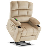 MCombo Dual Motor Power Lift Recliner Chair with Massage and Heat for Elderly People, Infinite Position, USB Ports, Cup Holders, Fabric 7679 (Medium, Beige) MCombo