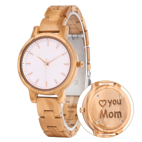 Wood Watch Engraved for Women Wooden Casual Personalized Wristwatch for Her Anniversary Watch Mother's Day Watch LMWOOD