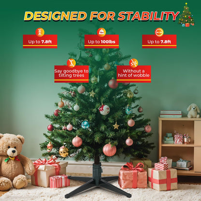 Flyrivergo Rotating Christmas Tree Stand, Music 360 Degree Spinning Tree Stands with Remote Control, Artificial Christmas Tree Stand, for Up to φ0.8-1.25inch Height 7.8ft 100lbs Tree