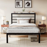 SHA CERLIN Heavy Duty Twin Bed Frame with Practical Headboard Shelf and Strong Metal Support SHA CERLIN