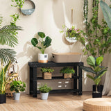 Apicizon Bamboo Shoe Rack for Entryway, 3-Tier Shoe Rack Bench for Front Door Entrance, Small Shoe Organizer with Storage, Black Apicizon