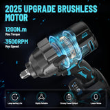 GEVEELIFE 1200N.m (900Ft-lbs) Brushless Impact Wrench, 1/2" Cordless Impact Driver with 2x 4.0Ah Battery, Fast Charger & 5 Sockets, High Torque, Electric Impact Gun for Car/Truck/RV/Mower GEVEELIFE