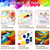Yunnuo Landscape Paint by Numbers Kits for Adults, Easy Paint by Number Sunset and Creek, DIY Oil Painting with Brushes Acrylic Paints for Home Wall Decor 16x20 Inch Yunnuo