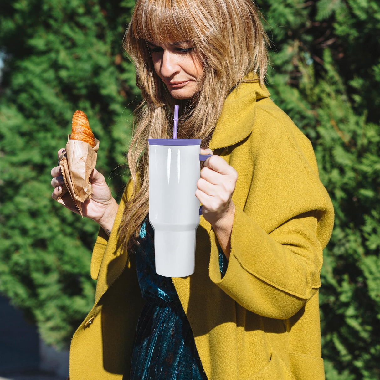 FECBK 40oz Sublimation Tumbler with Handle and Straw, Leak-Proof Insulated Tumblers Bulk Keeps Cold for 34 Hours, Stainless Steel Double Wall Vacuum Insulated Sublimation Blank, Purple, 4 Pack FECBK