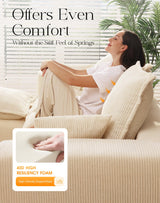 Mifnas 107" Comfy Cloud Couch with L-Shape Chaise & Deep Seat, Modular Sectional Sofa in a Box, Boneless Upholstered Couches for Living Room, No Assembly Required (Soft Corduroy, Beige) Mifnas