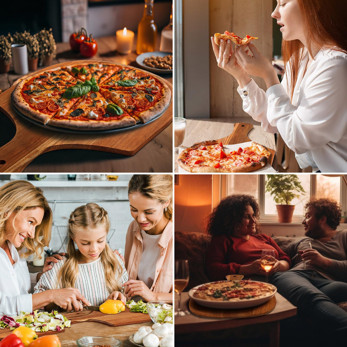 Roshtia 12 Pcs Pizza Peel, 17 x 12 Inches Wooden Pizza Peels for Making Pizza Wooden Pizza Paddle with Handle Hanging Pizza Cutting Board Spatula Paddle for Bread Cheese Kitchen (Acacia Wood) Roshtia