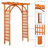 Topeakmart Wood Arbor Arch Trellis Climbing Plant Wedding Garden Patio Bridal Party Decoration Arbor Wood & Iron Outdoor Square Top 63 x 24 x 85in Natural Wood Topeakmart