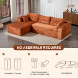 110" Modular Sectional Sofa with L-Shape Chaise, Boneless Cloud Couch with Deep Seat, Sponge Compression Sofas No Assembly Required, Upholstered Couches for Living Room Bedroom, Corduroy (Brown) ETCZOYE