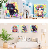 YarnWhimsy 4 Pack Paint by Numbers Kit for Kids with Frame- Animals Paint by Numbers for Kids Ages 4 8 12, Easy Owl Cat Sloth Zebra DIY Acrylic Oil Painting Kits for Home Wall Decor(8X8inch) YarnWhimsy