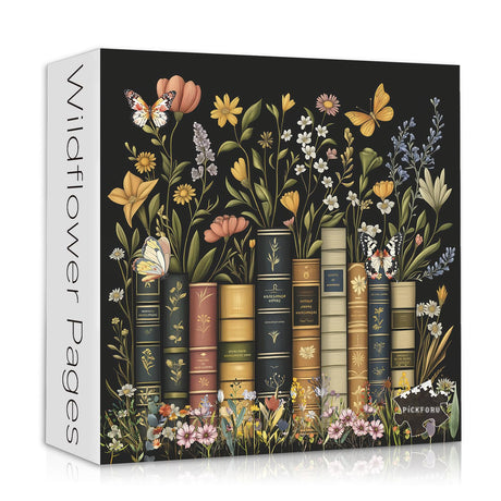 Wildflowers Puzzles for Adults 1000 Pieces, PICKFORU Wildflower Pages Jigsaw Puzzle, Vintage Book Puzzles for Book Lover, Plant Floral Flowers Puzzle as Home Decor PICKFORU