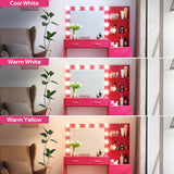MIRROTOWEL 46.7IN Vanity Desk with Mirror and Lights, Dressing Table with 2 Large Drawer&Large Vertical Organizer, 3 Level Dresser & 3 Lighting Modes Adjustable Brightness, Suitable for Bedroom(Rose) MIRROTOWEL