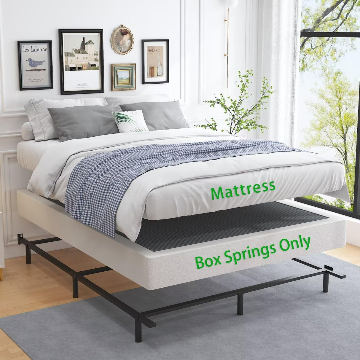 ALDRICH 7 Inch Heavy Duty Metal Box Spring Mattress Foundation 3000lbs Max Weight Capacity/Non-Slip/No Noise/Easy Assembly/Easy Clean Cover,King ALDRICH