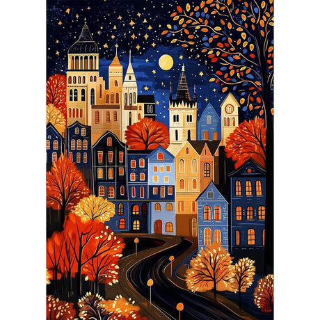 CEOVR European Town Diamond Art Kits for Adults, Abstract House Diamond Painting Dots DIY DIY Gem Art, Adult Crafts Kits Wall Decor for Home Office 12x16in CEOVR