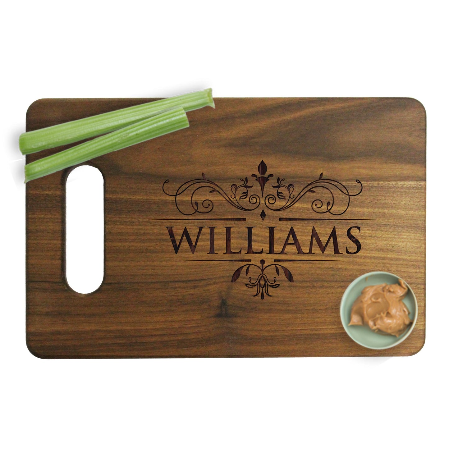 Custom Personalized Walnut Wooden Cutting Board - Wedding Anniversary for Couples - Engraved and Monogrammed (SMALL - 9" x 6") - WoodArtSupply