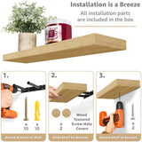 Sorbus Floating Shelves for Wall - 24" Bathroom Shelves, Wall Decor for Bedroom, Kitchen, Living Room, Home Decor & Book Storage - Mounted Floating Shelf with Invisible Brackets (Maple Wood, 3 Pack) Sorbus