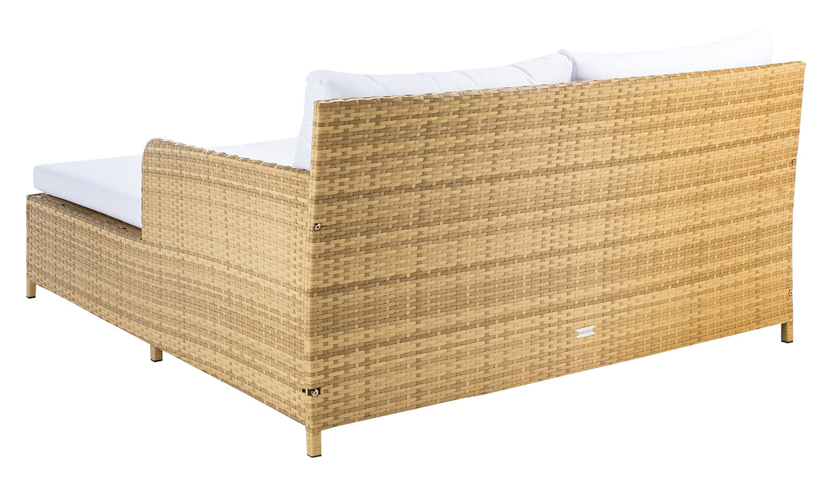 SAFAVIEH Outdoor Collection Cadeo Natural/White Cushion Daybed PAT7500D SAFAVIEH