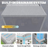 MELLCOM Motorized Louvered Pergola 10x13, Solar and Electric Powered with LED and 4 Side Screens, Aluminum Adjustable Louvered Roof for Outdoor Shelter, Weatherproof, White MELLCOM