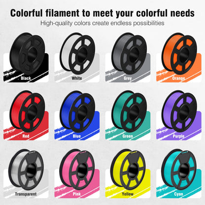 SUNLU 8 Packs ASA Filament 1.75mm, UV Rain Heat Resistant 3D Printer Filament, Great for Outdoor, 1.84kg in Total, 0.23kg per Spool, 8 Packs, 8 Colors, Black+White+Grey+Blue+Green+Red+Orange+ - WoodArtSupply