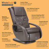 Human Touch WholeBody 7.1 Living Room Recliner Massage Chair - Full Body Professional Grade Personal Massage - Relaxation w Heat for Targeted Stress + Muscle Pain Relief with Foot Calf - Black Human Touch