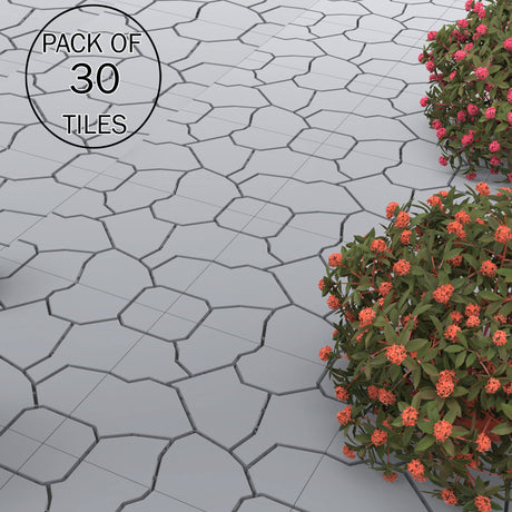 Pure Garden 30-Pack Polypropylene Interlocking Patio Deck Tiles - Weather-Resistant Outdoor Flooring for Balcony, Porch, and Garage (Gray) Pure Garden